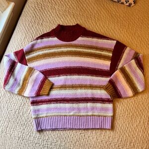 GAP Chunky Balloon Colorful Striped Crew Neck Sweater, Wool/Alpaca, MP, Like New